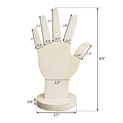 MOOCA 6 Pcs Wooden Hand Form Jewelry Display Set, 2 Way Design for Wall Hanging or Standalone Mannequin Finger Hand Display, Wash White Color MOOCA