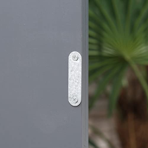 Outsunny Garden Storage Cabinet, Outdoor Tool Shed with Galvanized Top and Two Shelves for Yard Tools or Pool Accessories, Grey Outsunny