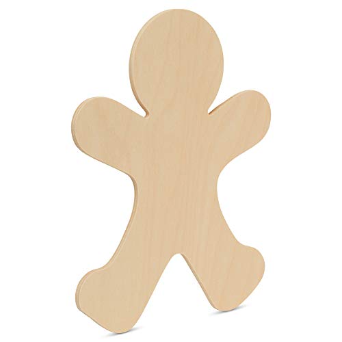Gingerbread Man Wood Cutout 6 inch, Pack of 3 Unfinished Holiday Cut Outs for Gingerbread Christmas Decor and Crafts, by Woodpeckers Woodpeckers