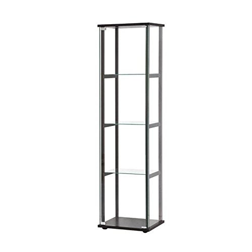 Bowery Hill 4-Shelf Glass Curio Cabinet Display Case in Black Bowery Hill