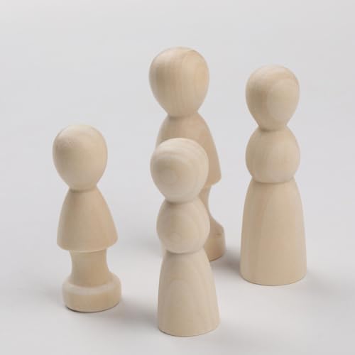 Abaodam Unfinished Blank Wooden Peg Dolls,10pcs Angel Peg Dolls DIY Natural Wood Doll Bodies People Figures Blank Plain Unpainted Puppet for Painting Abaodam