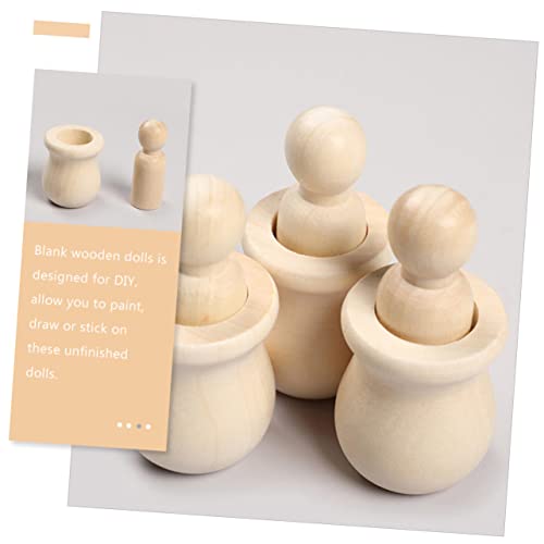 Kisangel 60 pcs Wooden Man Unfinished People Unfinished peg Doll Wooden People Doll Blank Wooden Dolls Wooden Angel Dolls kidcraft playset Unfinished Kisangel