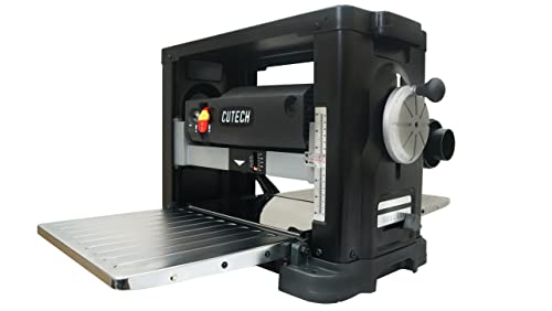 Cutech 40600H 13-Inch Spiral Cutterhead Benchtop Planer with 26 Tungsten Carbide Inserts, Single Speed Feed Rate, Snipe Minimizer, and Board Return CUTECH