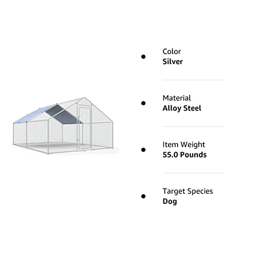 Large Metal Chicken Coop Walk-in Poultry Cage Chicken Run Pen Dog Kennel Duck House with Waterproof and Anti-Ultraviolet Cover for Outdoor Farm iclbc