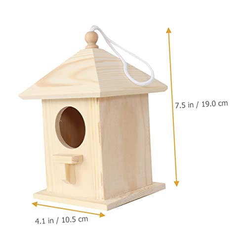 BESPORTBLE Bird Nest Wood Birds Cages Bird Houses for Outside Wooden Garden Bird Shelter Small Bird Hanging Bird Unfinished Wood Birdhouse BESPORTBLE