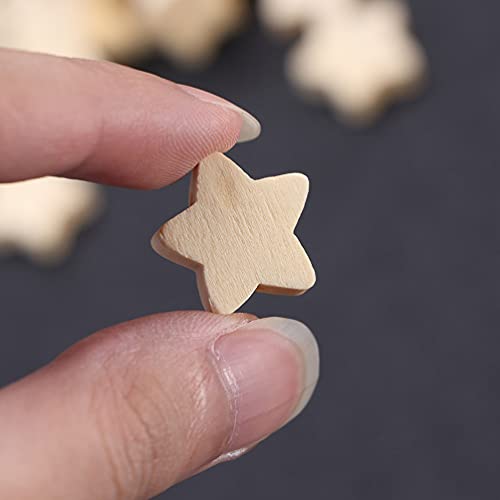 SEWACC 100 Pcs Wooden Beads 20 MM Star Shape Unfinished Wood Beads Spacer Beads with Hole for Crafts DIY Jewelry Making SEWACC