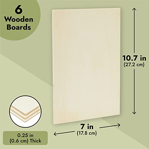 Juvale 6 Pack Rectangle Wooden Boards for Wood Burning, Unfinished Wood Planks, Rectangle Wood Pieces for Crafts, Panels for Painting, Art, DIY Juvale