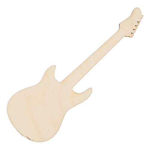Factory Direct Craft Pack of 12 Unfinished Wood Electric Guitar Cutouts - Rock and Roll Blank Wooden Music Instrument Shape for DIY Craft Projects Factory Direct Craft