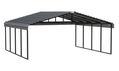 Arrow Carports Galvanized Steel Carport, Double Car Metal Carport Kit, 20' x 20' x 9', Charcoal