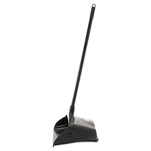 Rubbermaid Commercial Products Dustpan with Long Handle, Plastic, Black, Compatible with Any Broom for Lobby/Restaurant/Office/Home/Dog Pooper Rubbermaid Commercial Products