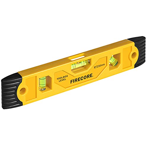 Firecore Magnetic Torpedo Level, 9-Inch Shockproof Toolbox Level with 3 Bubble Spirit Level 45 90 180 Degree Firecore