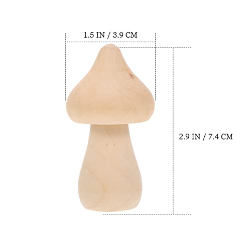 COHEALI 10pcs Wooden Mushroom Balnk Mushroom Model Unfinished Wood Toy Wooden Peg Dolls Unpainted Wood Figures Mushroom Toys Dining Table Decor COHEALI
