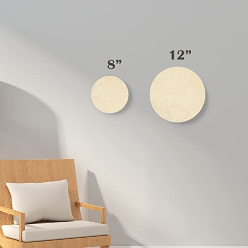 Unfinished Round Birch Wood Canvas Panels Kit, Falling in Art 4 Pack of 2 Sizes 8' and 12' Studio 3/4’’ Deep Cradle Boards for Pouring Art, Crafts, Falling in Art