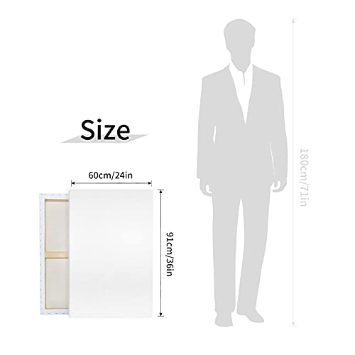 Pre Stretched Canvases for Painting 24x36 2 Pack Large Blank Canvas Boards for Acrylic Pouring and Oil Painting, 100% Cotton, 5-Time Gesso Primed JenJen Tradition