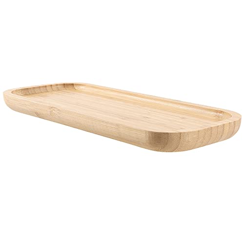 2 PCS 5 x12 Inch Rectangle Bamboo Saucer, Rectangle Bamboo Service Tray, Rounden Rectangle Wooden Plant Saucer Tray for Succulent Plant Pots1 MUKCHAP