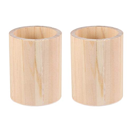 Didiseaon 2 Pcs Unfinished Wooden Pencil Holder Container Wood Desk Pen Holder Stand Pencil Cup Makeup Brush Holder Stationery Storage Box Case Didiseaon