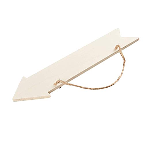 JANOU 3pcs Unfinished Wood Sign Blank Arrow Shape Hanging Wooden Plaque DIY Craft Project Wood Sign with Rope Door Wall Art Decorative, 3x11 Inch JANOU