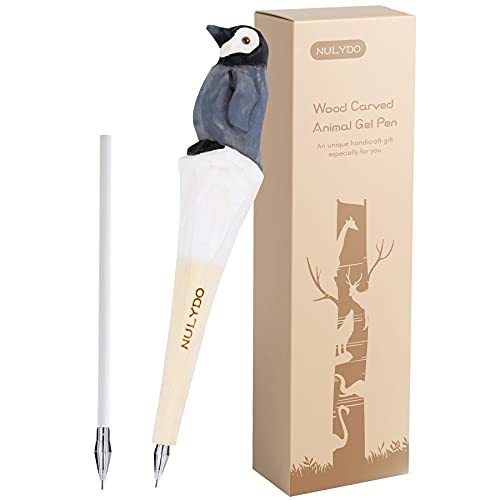 NULYDO 100% Handmade Wood Carved Animal Gel Pen | Baby Penguin, Cute Stationary School Supply Office Supply, Fun Pen Novelty Writing Pen, Unique Gift NULYDO