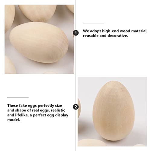 20pcs Wooden Easter Eggs to Paint Unfinished Eggs Fake Eggs for Crafts Easter Party Supply PRETYZOOM