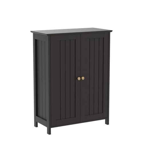 Yaheetech Bathroom Floor Cabinet, Modern Storage Freestanding Organizer Cabinet with Adjustable Shelves & Double Doors, 3-Tier Home Living Room Yaheetech