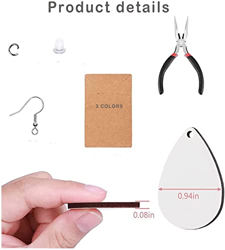 Phinicco 136 pcs Sublimation Earring Blanks 30 PCS Earrings with Earring Hooks and Pliers Jewelry Craft Kit for Sublimation Jewelry Making Earring Phinicco