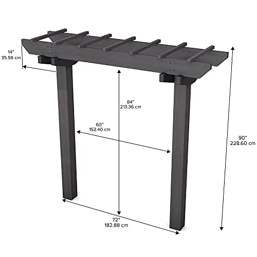 Vita Charcoal Grey Wildwood Cedar Two Post Arbor, 72 inch W x 90 inch H, FSC, Gray, VA68896 New England Arbors