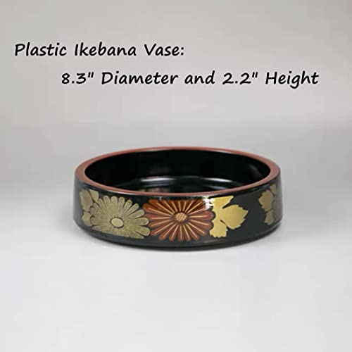 Japanese Flower Frog Ikebana Vase Kit Flower Container with 2.4" Floral Frog and 2 in 1 Kenzan Needle Straightening Tool-8.3" Plastic Ikebana Bowl Eggone