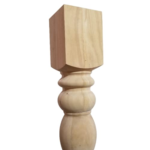 DESIGN 59 Chunky Hardwood Unfinished Farmhouse Dining Table Legs Set of 4 Turned Legs DESIGN 59