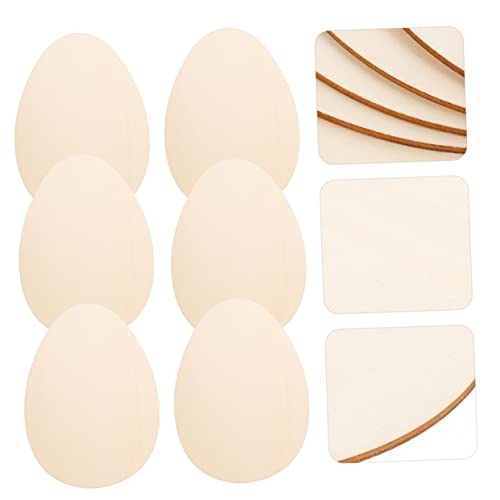 Abaodam 12pcs Easter Wood Chips Easter Wooden Egg Cutout DIY Graffiti Chip Unfinished Wooden Shapes Easter Egg Hanging Decor Wood Crafts Unfinished Abaodam