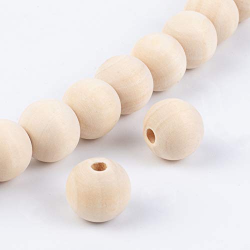 PH PandaHall 740pcs 16mm Natural Wood Beads Round Wood Beads with 3mm Hole Large Wooden Beads Wooden Loose Beads Wooden Spacer Beads for Crafts DIY PH PandaHall