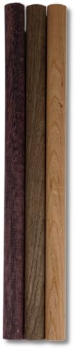 Wooden Dowel Rods - Walnut, Purpleheart, and Cherry in Each Pack - 3/4 x 12 Inch (Pack of 3) - Kiln-Dried Unfinished Natural Hardwood Dowels for dry-tops