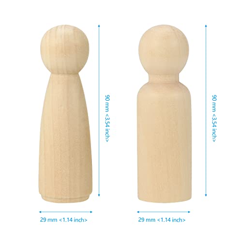 SEHOI 40 PCS 3.5 Inch Wooden Peg Dolls, 20 Mom, 20 Dad Unfinished Wooden People Set Wooden Peg Figures Peg People for Painting, Graffiti, Crafts, SEHOI