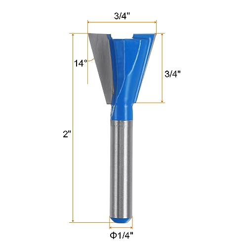 HARFINGTON Dovetail Router Bit 1/4" Shank 3/4" Dia Tungsten Carbide 14 Degree Dovetail Joint Joinery Bit for Drawer Cabinet Box Joints Making HARFINGTON