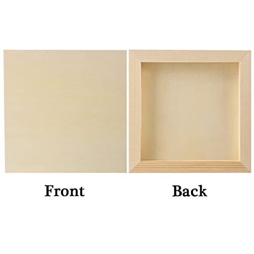 ADXCO 8 Pack Wood Panels 6 x 6 Inch Unfinished Wood Canvas Wooden Panel Boards for Painting, Pouring, Arts Use with Oils, Acrylics ADXCO