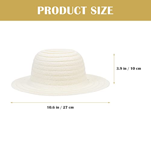 TEHAUX DIY Straw Hats, White Straw Hats Outdoor Woven Hat Unfinished Blank Hats Straw Hats for Art Painting & DIY Tea Party Dress Up Hats 6Pcs TEHAUX