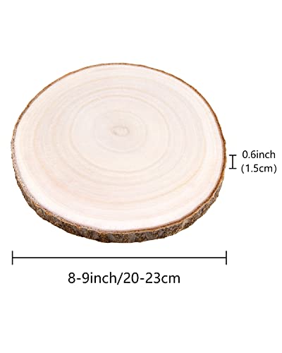 Pllieay 8Pcs 8-9 Inch Wood Slices, Natural Wood Slices for Centerpieces Large Unfinished Round Wood Pieces for Ornaments, Wood Circles for Wedding, Pllieay