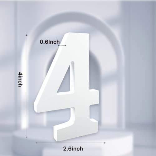 AOCEAN 4 Inch White Wood Numbers Unfinished Wood Numbers for Wall Decor Decorative Standing Numbers Slices Sign Board Decoration for Craft Home Party AOCEAN