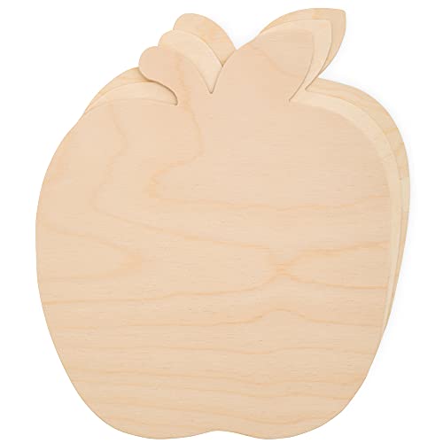 Large Wooden Apple Cutouts 8.5 x 9.5 Inch, Pack of 3 Unfinished Wooden Apple Cutout Shapes by Woodpeckers Woodpeckers