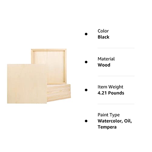 ADXCO 8 Pack Wood Panels 12 x 12 Inch Unfinished Wood Canvas Wooden Panel Boards for Painting, Pouring, Arts Use with Oils, Acrylics ADXCO