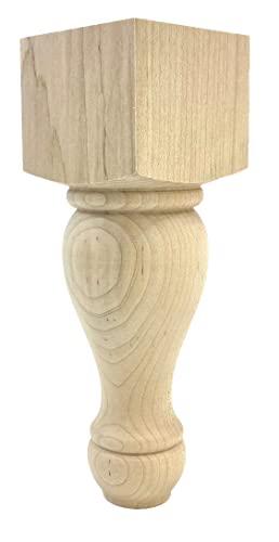 Linwood Maple Wood Furniture Feet - 8" Tall x 2 3/4" Wide - Unfinished Wooden Feet for Dressers, Beds, Sofas, Chairs, and Kitchen Cabinets - (Set of Highland Manor Wood Products