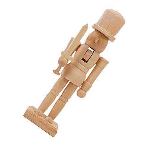 VOSAREA Christmas Wooden Nutcracker Wooden Unfinished Walnut Soldier DIY Blank Unpainted Nutcracker Puppet for Christmas DIY Crafts VOSAREA