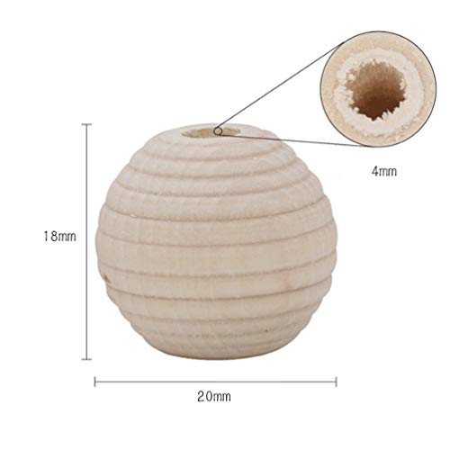 50 Pcs Natural Geometric Screw Thread Carved Wood Beads Unfinished Wooden Spacer Beads for Jewelry Bracelet Necklace DIY Craft Making, 20mm Teensery