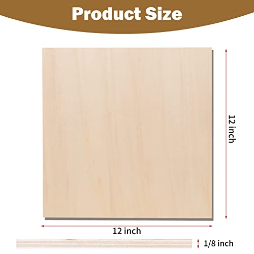 24 Pack Basswood Sheets, 12 x 12 x 1/8 inch Plywood, 3 mm Thin Unfinished Wood Board for Crafts, Laser Cutting & Engraving, Wood Burning, CNC YSangift