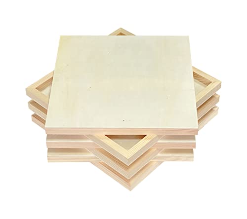 Wood Art Panels 12x12 Unfinished Wooden Canvas Panels 6-Pack Wood Frame for Oil Pouring Acrylics Painting Crafts Cregugua