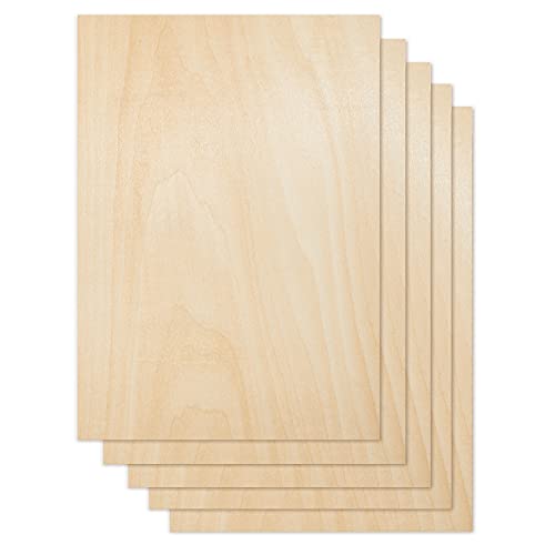 CRAFTIFF Plywood Board Basswood Sheets 1/16 inch, Thin Natural Unfinished Wood for Crafts, Hobby and Model Making – 1.5mm (5 Sheets) Craftiff