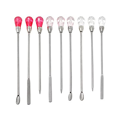 Honbay 9PCS Stainless Steel Stirring Needle Spoon Tool Powder Spoon Bubble Needle Jewelry Making Kit for DIY Epoxy Resin Casting Molds (3 Color, 3