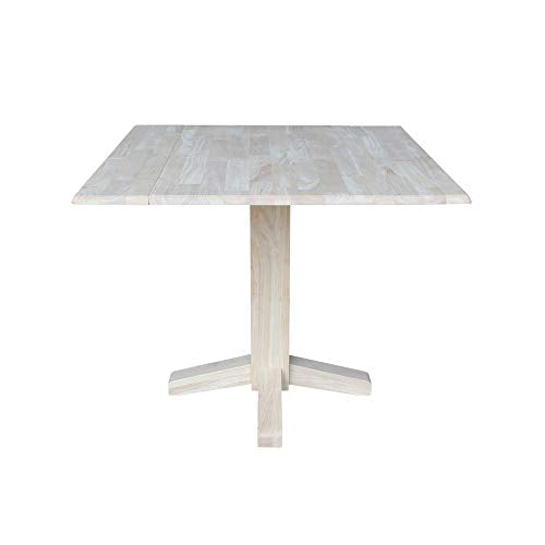International Concepts Square Dual Drop Leaf Dining Table, 7 by 36-Inch, Unfinished IC International Concepts