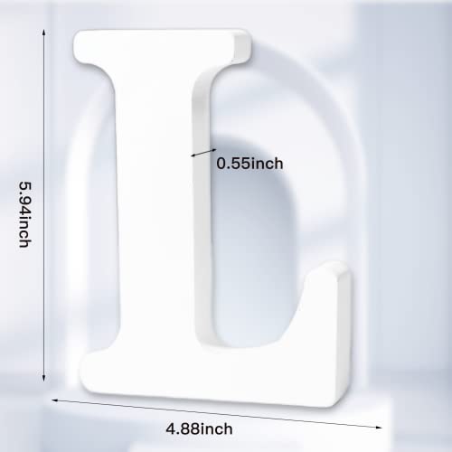 AOCEAN 6 Inch White Wood Letters Unfinished Wood Letters for Wall Decor Decorative Standing Letters Slices Sign Board Decoration for Craft Home Party AOCEAN