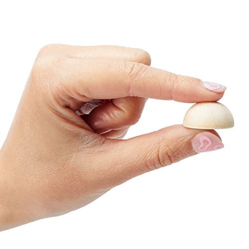 Juvale 100 Pack Half Wooden Spheres for Crafts, 1-Inch Split Wood Balls for Home Decor, Gnome Noses Juvale