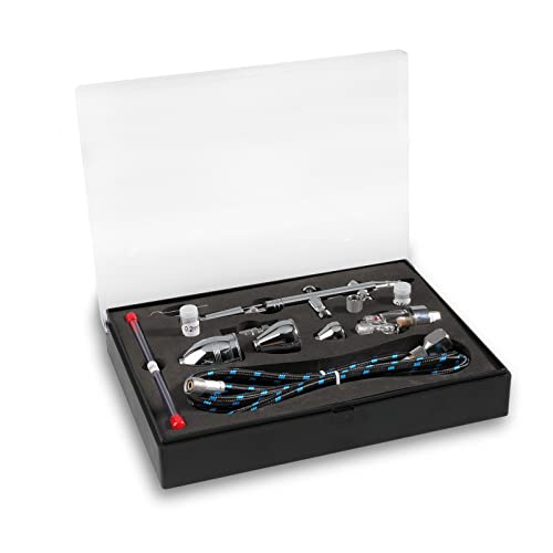 SAGUD Professional Airbrush Kit, Dual-Action Gravity Feed Air Brush Gun with 0.2 0.3 0.5mm Nozzles Needles for Shoes,Cake,Nails,Body,Hobby. SAGUD